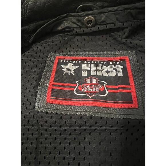 Leather Motorcycle Jacket Mens Vintage Moto Cafe Racer Biker Rider L - Picture 9 of 9